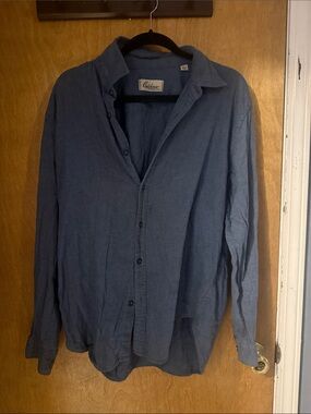 Calypso Linen-Blend Men's Button-Down Shirt in Slate Blue